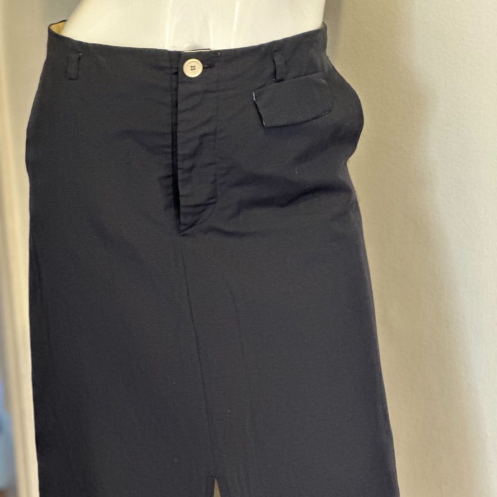 COPY - HANNOH linen lined skirt; Size 38; charcoal black with cream buttons